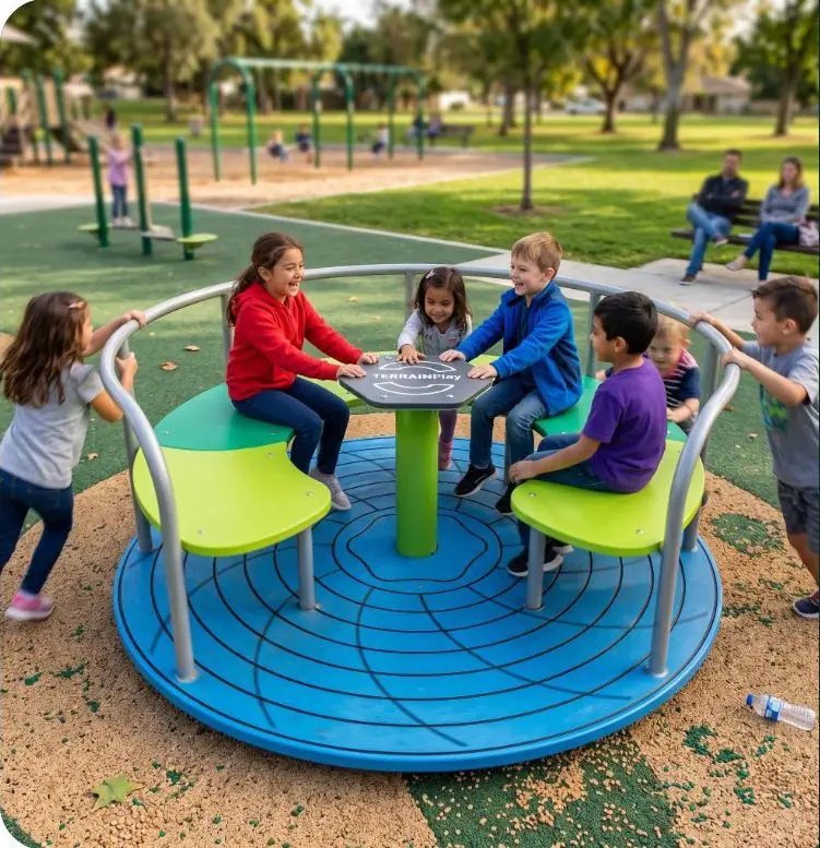 Carousel in use at a UAE playground
