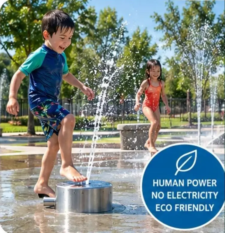 Foot Pump Water Play System in use at a UAE playground