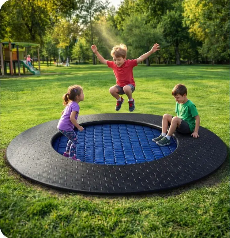 Hide Valley In-Ground Trampoline in use at a UAE playground