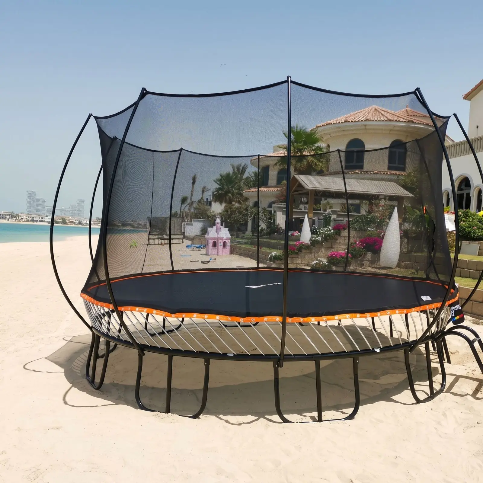 Beachfront Trampoline, private residence installed by Terrain Play in the UAE