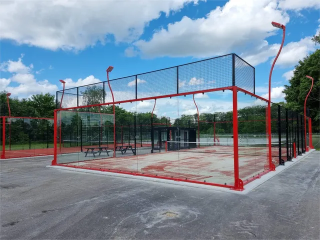 Padel court with red frame in Denmark